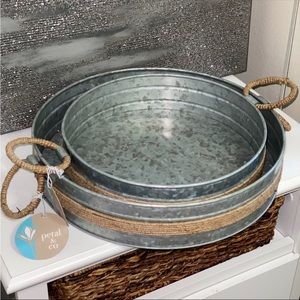 Set Of 2 Galvanized Metal Trays Home Decor